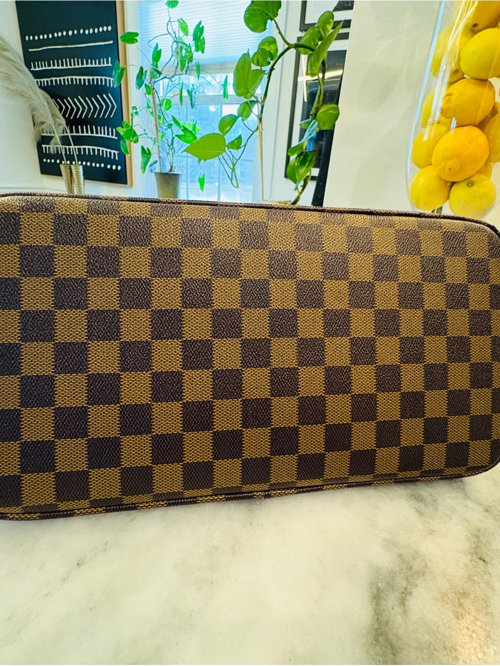 Fashion Brown Checkered Tote Bag - Classic Pattern - Picture 5 of 8